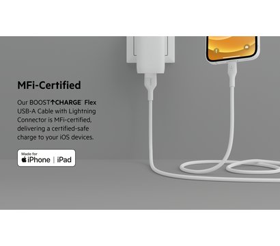Зображення 12 Кабель Belkin USB-A - Lightning, 1m, white - CAA008BT1MWH