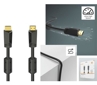 Изображение 4 Кабель мультимедийный Hama HDMI - HDMI 4K Ethernet Gold 10 m Black - 00205009