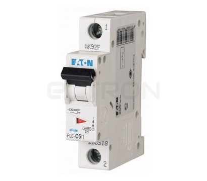 Зображення 2 Автоматичний вимикач Eaton PL6-C6/1 (1Р) C 6А, Номінальний струм: 6А