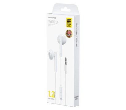 Изображение 2 Наушники WK YA01 White — 6941027616369 встроенный в кабель