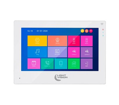 Изображение 2 Комплект видеодомофона LightVision Singapore 10" WiFi FHD White + RIO FHD Silver, Цвет (домофон + панель): белый + серебряный
