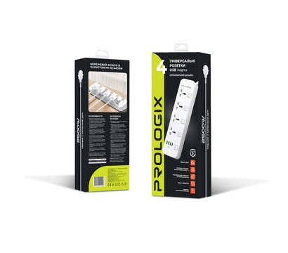 Зображення 6 ProLogix Premium PR-SC4408W, 4р, 4 USB, 2 м, white