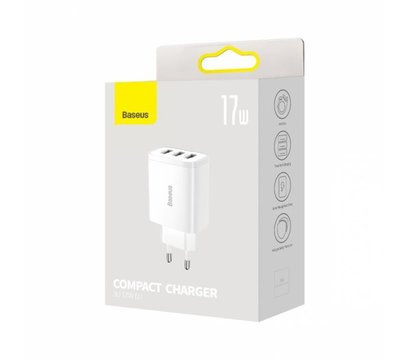 Изображение 6 Зарядное устройство Baseus Compact (3USB, 3.4A) 17W White — CCXJ020102