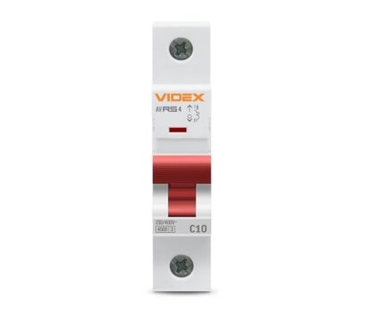 Изображение 2 Автоматический выключатель Videx RS4 Resist 1P 10А С 4,5кА (VF-RS4-AV1C10)