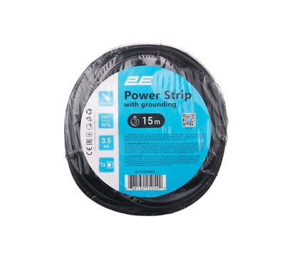Зображення 2 Подовжувач 2E 2E-PC315M15, 3G*1.5мм, 15м, Black 1 розеток