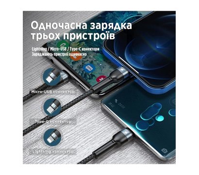 Зображення 3 Кабель Remax Jany Series 3в1 USB to Type-C/Lightning/Micro-USB Silver - RC-124TH