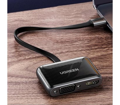 Зображення 2 Адаптер Ugreen CM303 USB Type-C - HDMI+VGA, Black - 70549