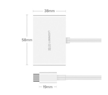 Зображення 2 Адаптер Ugreen MM123 USB Type-C - HDMI+VGA, White - 30843