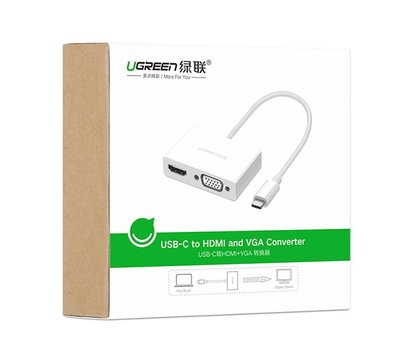 Зображення 3 Адаптер Ugreen MM123 USB Type-C - HDMI+VGA, White - 30843