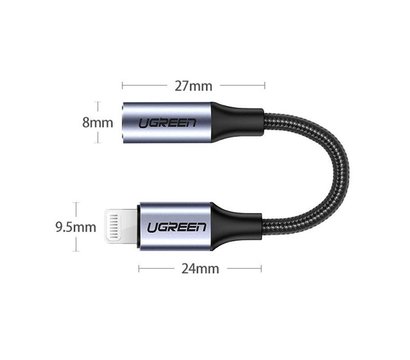 Зображення 3 Адаптер Ugreen US211 Lightning - 3.5 мм , Gray - 30756