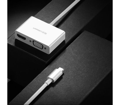 Зображення 5 Адаптер Ugreen MM123 USB Type-C - HDMI+VGA, White - 30843