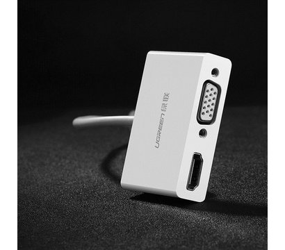 Зображення 6 Адаптер Ugreen MM123 USB Type-C - HDMI+VGA, White - 30843