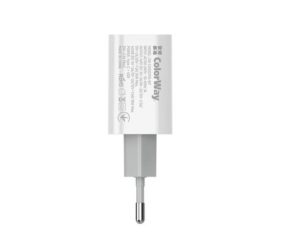 Изображение 4 Зарядное устройство ColorWay Power Delivery Port PPS (Type-C PD + USB QC3.0) (30W) White — CW-CHS037PD-WT