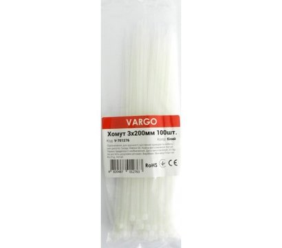 Изображение 2 Стяжки Vargo V-701281, 8х400мм, white, 100 шт.