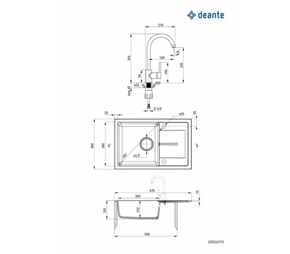 Зображення 2 Кухонна мийка Deante Leda, ZRDA7113