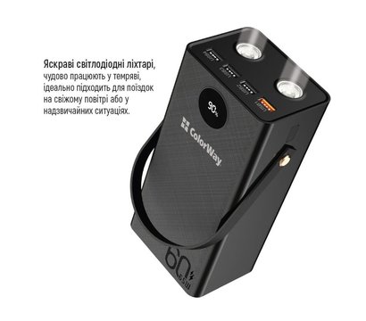 Зображення 4 Універсальна мобільна батарея ColorWay Powerful 60000mAh Black — CW-PB600LPA5BK-PDD