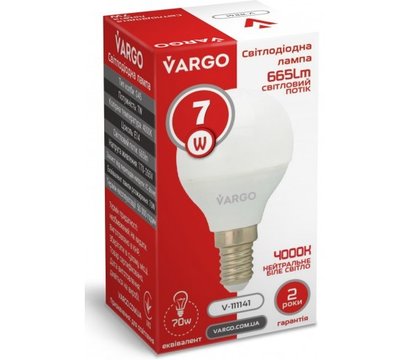 Зображення 2 LED лампочка Vargo V-111141 G45 7W 4000K E14 на