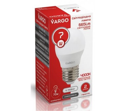 Зображення 2 Світлодіодна LED лампочка Vargo V-110541 G45 7W 4000K E27