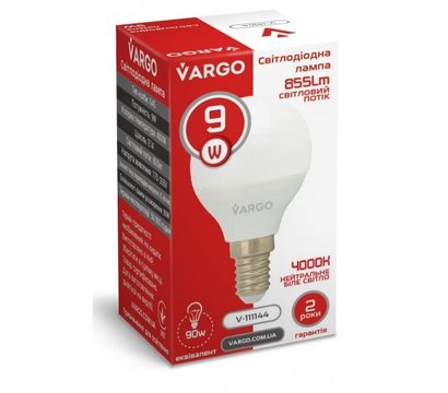 Изображение 2 LED лампа Vargo V-111144 G45 9W 4000K E14 на 90 Вт