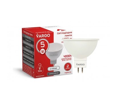 Зображення 2 LED лампочка Vargo V-111146 MR16 5W 4000K GU5.3 на 50 Вт