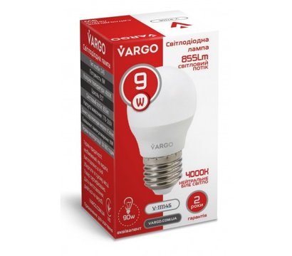 Зображення 3 LED лампочка Vargo V-111145 G45 9W 4000K E27 на 90 Вт