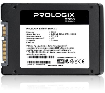 Изображение 3 Накопитель SSD Prologix S320 480GB 2.5 SATA III TLC — PRO480GS320