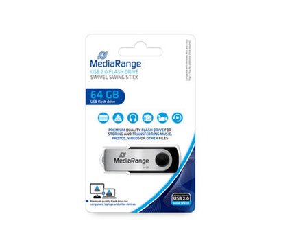Зображення 2 Накопичувач USB MediaRange 64GB USB2.0 Black/Silver - MR912