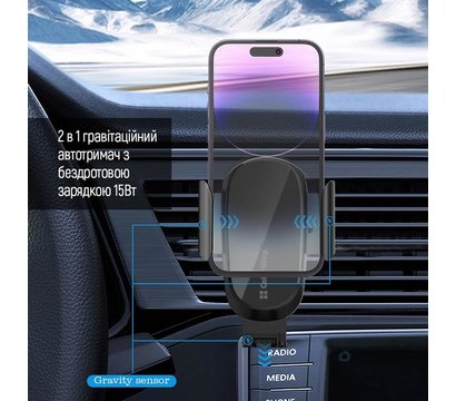Изображение 13 Зарядное устройство ColorWay Air Vent Car Wireless Charger 15W Black — CW-CHAW038Q-BK
