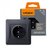 Зображення  Розетка Videx Binera Black Graphite (VF-BNSK1G-B) із заземленням