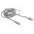 Изображение  Кабель PowerPlant Quick Charge 2A 2-в-1 cotton USB 2.0 AM – Lightning/Micro, 2м, Grey — CA910496
